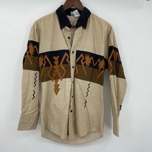 Brooks And Dunn Panhandle Slim Shirt Mens 17/35 90s‎ Beige Aztec Button Western